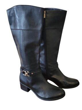 Classic Black Leather Knee-High Women's Boots